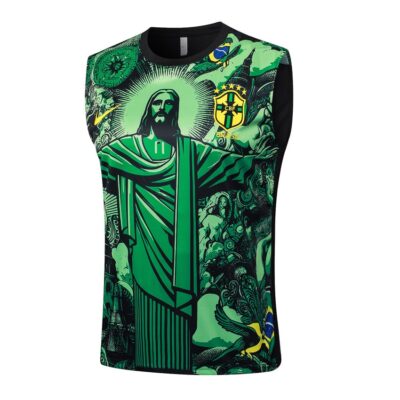 Alternative view of Brazil 2024 2025 Green Pattern Short Jersey Tank Top Soccer Training Suit