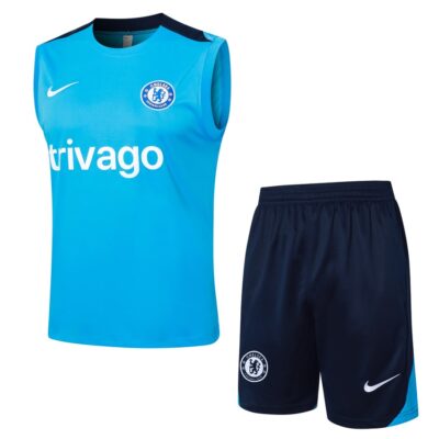 Chelsea Short Jersey Tank Top 2024 2025 Light Blue Soccer Training Suit