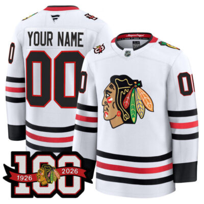 Chicago Blackhawks 2025/26 Premium Custom Jersey - 100th Anniversary Patch - White