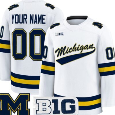 Custom Jersey Michigan Wolverines Hockey 2025-26 Premium Vapor Patch All Stitched
