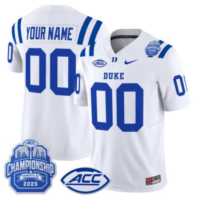 Duke Blue Devils 2025 ACC Championship Vapor Limited Custom Jersey - White