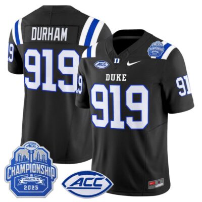 Duke Blue Devils 2025 ACC Championship Vapor Limited Jersey - Black / Durham 919