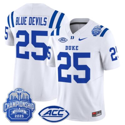 Duke Blue Devils 2025 ACC Championship Vapor Limited Jersey - White / #25 Blue Devils