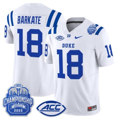 Duke Blue Devils 2025 ACC Championship Vapor Limited Jersey - White / Cooper Barkate
