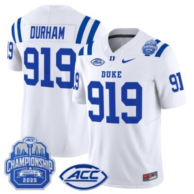Duke Blue Devils 2025 ACC Championship Vapor Limited Jersey - White / Durham 919