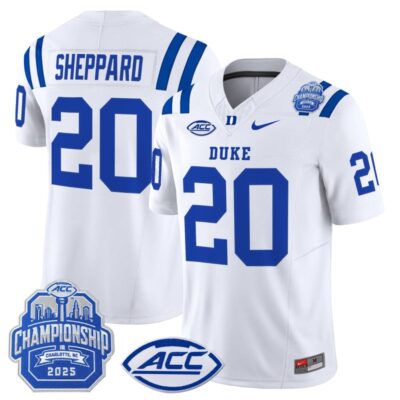 Duke Blue Devils 2025 ACC Championship Vapor Limited Jersey - White / Nate Sheppard