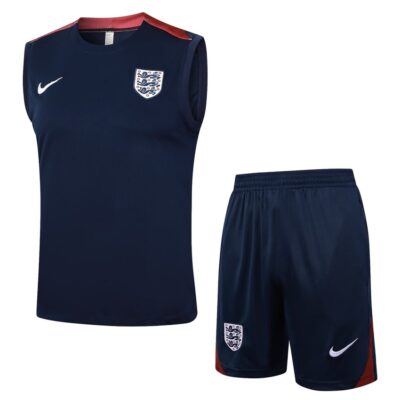 England 2024 2025 Dark Blue Short Jersey Tank Top Soccer Training Suit