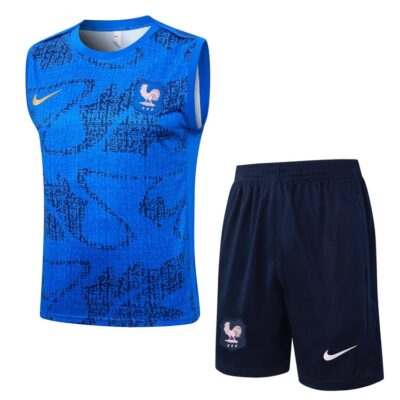 France Team 2025 2026 Light Blue Jersey Tank Top Shorts Soccer Training Suit