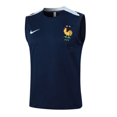 Alternative view of French Team 2024 2025 Dark Blue Short Jersey Tank Top Soccer Training Suit