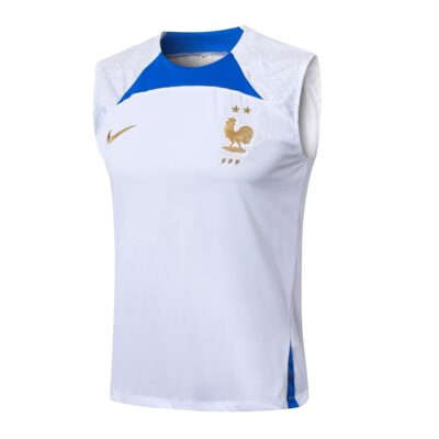 Alternative view of French Team 2024 2025 White Blue Jersey Tank Top Shorts Soccer Training Suit
