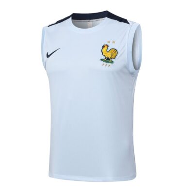 Alternative view of French Team 2024 2025 White Short Jersey Tank Top Soccer Training Suit