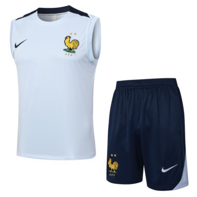 French Team 2024 2025 White Short Jersey Tank Top Soccer Training Suit