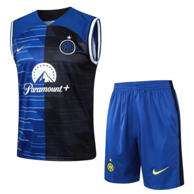 Inter Milan 2024 2025 Blue Black Short Jersey Tank Top Soccer Training Suit