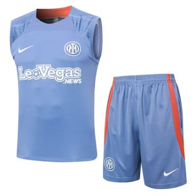 Inter Milan 2024 2025 Ocean Blue Short Jersey Tank Top Soccer Training Suit