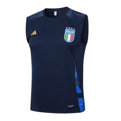 Alternative view of Italy 2024 2025 Blue Short Jersey Tank Top Soccer Training Suit