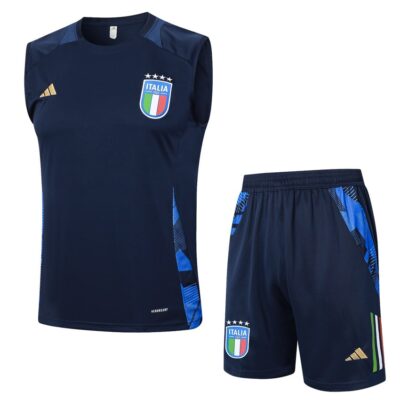 Italy 2024 2025 Blue Short Jersey Tank Top Soccer Training Suit