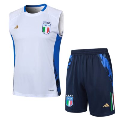 Italy 2024 2025 White Short Jersey Tank Top Soccer Training Suit