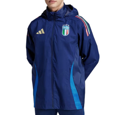 Italy Soccer Training Rain Jacket 2024/25 Navy Blue - Image 3