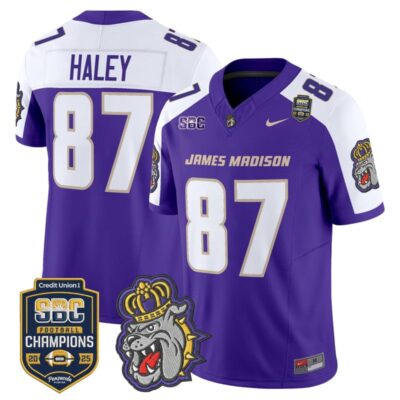 James Madison Dukes 2025 SBC Champions Vapor Limited Jersey - Purple Alternate / Charles Haley