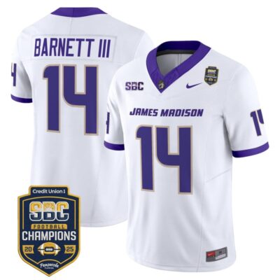 James Madison Dukes 2025 SBC Champions Vapor Limited Jersey - White / Alonza Barnett III