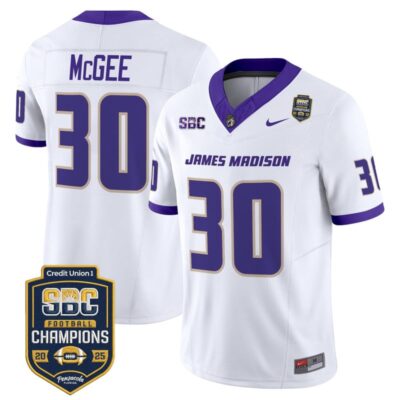James Madison Dukes 2025 SBC Champions Vapor Limited Jersey - White / Scotty McGee