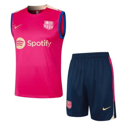 Jersey Tank Top Short Barca 2024 2025 Pink Soccer Training Suit