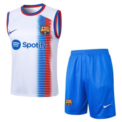 Jersey Tank Top Short Barca 2024 2025 White Soccer Training Suit
