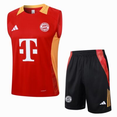Jersey Tank Top Short Bayern Munich 2024 2025 Light Red Soccer Training Suit