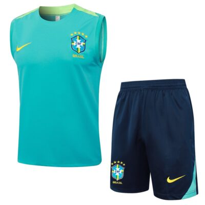 Jersey Tank Top Short Brazil 2024 2025 Green Soccer Training Suit