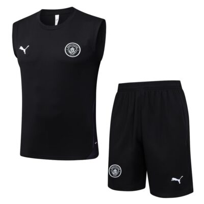 Jersey Tank Top Short Manchester City 2025 2026 Dark Black Soccer Training Suit