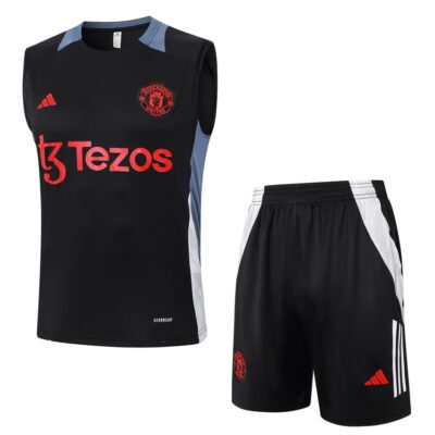 Jersey Tank Top Short Manchester United 2024 2025 Black Soccer Training Suit
