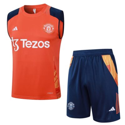 Jersey Tank Top Short Manchester United 2024 2025 Orange Soccer Training Suit