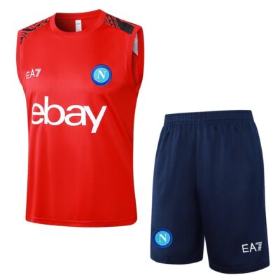 Jersey Tank Top Short Naples 2024 2025 Light Red Soccer Training Suit