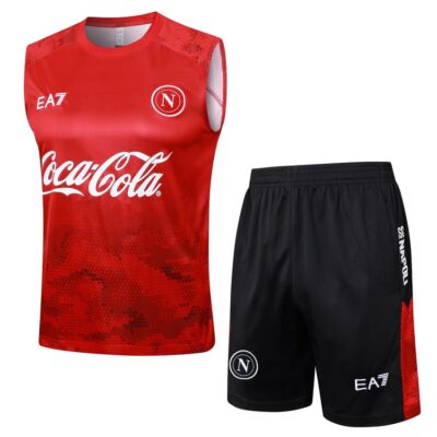 Jersey Tank Top Short Naples 2024 2025 Red Soccer Training Suit
