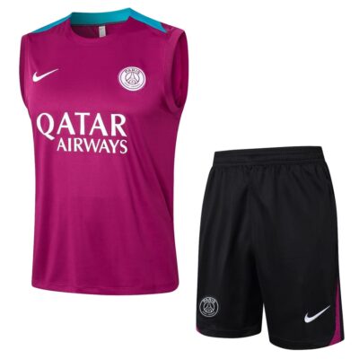 Jersey Tank Top Short PSG 2024 2025 Pink Soccer Training Suit