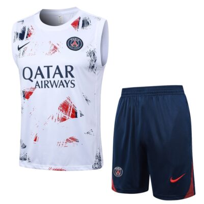 Jersey Tank Top Short PSG 2024 2025 White Soccer Training Suit