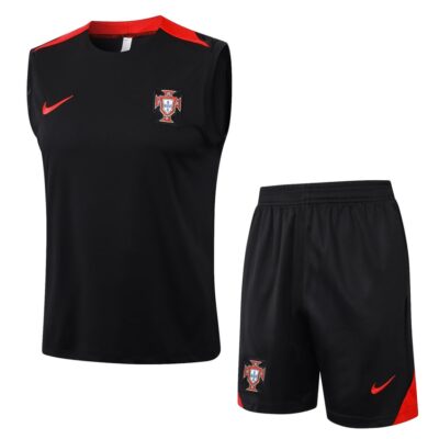 Jersey Tank Top Short Portugal 2024 2025 Black Soccer Training Suit