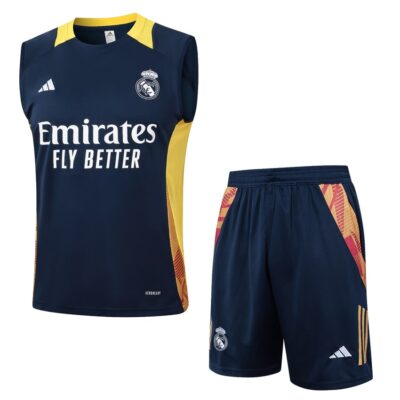 Jersey Tank Top Short Real Madrid 2024 2025 Blue Yellow Soccer Training Suit