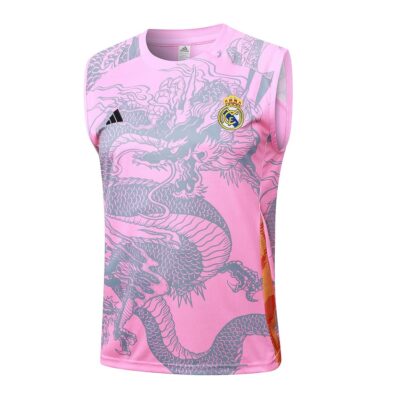 Alternative view of Jersey Tank Top Short Real Madrid 2024 2025 Pink Dragon Soccer Training Suit