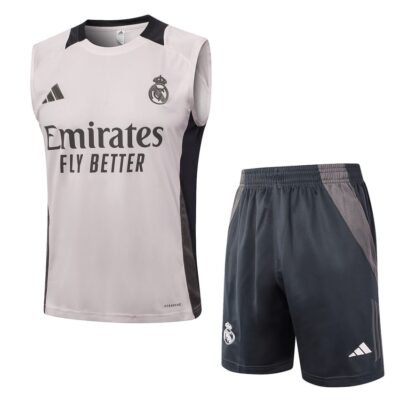 Jersey Tank Top Short Real Madrid 2024 2025 Pink Gray Soccer Training Suit