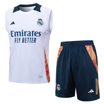 Jersey Tank Top Short Real Madrid 2024 2025 White Soccer Training Suit
