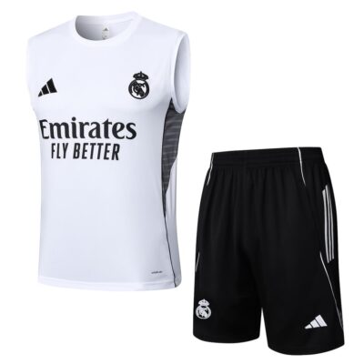 Jersey Tank Top Short Real Madrid 2025 2026 Light White Soccer Training Suit