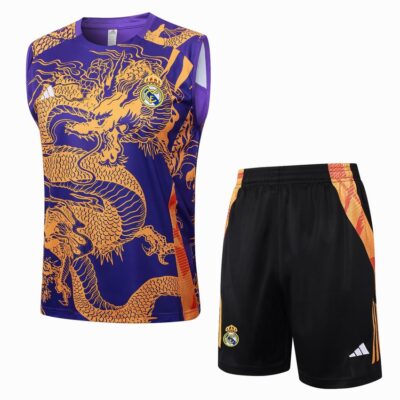 Jersey Tank Top Shorts Real Madrid 2024 2025 Purple Dragon Soccer Training Suit
