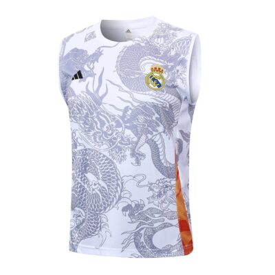 Alternative view of Jersey Tank Top Shorts Real Madrid 2024 2025 White Dragon Gray Soccer Training Suit