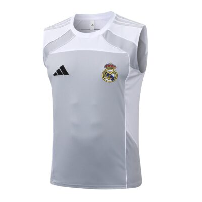 Alternative view of Jersey Tank Top Shorts Real Madrid 2025 2026 Gray White Soccer Training Suit
