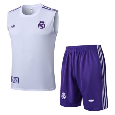 Jersey Tank Top Shorts Real Madrid 2025 2026 White Purple Soccer Training Suit