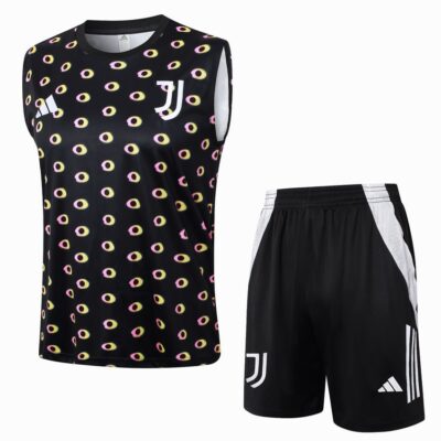 Juventus 2024 2025 Black Short Jersey Tank Top Soccer Training Suit