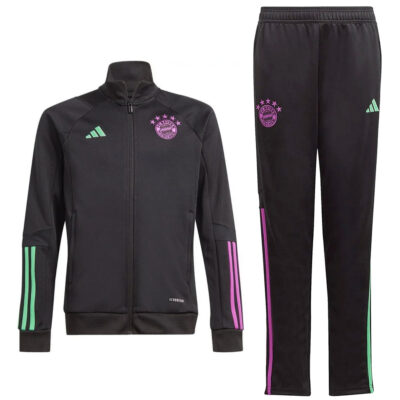 Kids Bayern Munich Black Training Bench Tracksuit 2023/24