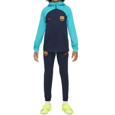 Kids Fc Barcelona Hooded Presentation Soccer Tracksuit 2022/23