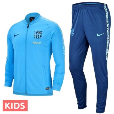 Kids Fc Barcelona Soccer Presentation Tracksuit Light Blue 2019